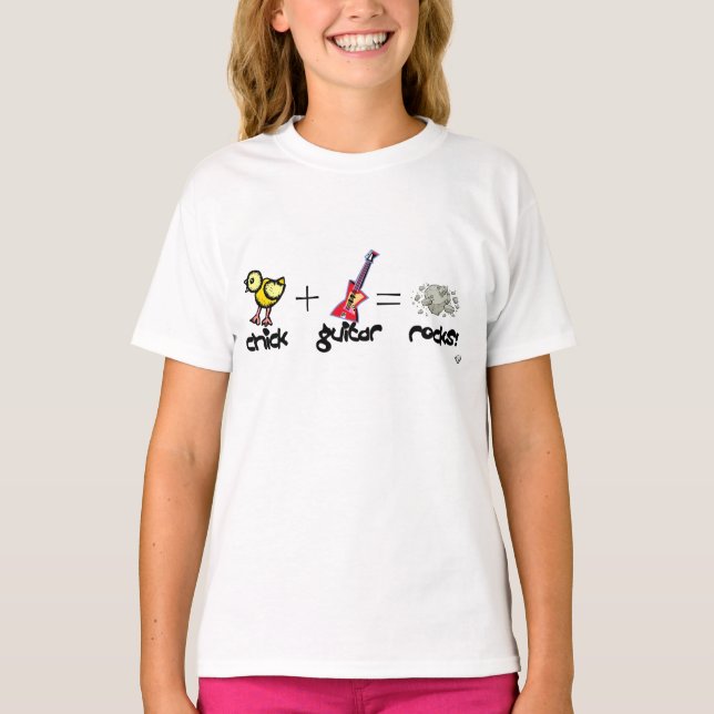 Camiseta ¡ROCA de los polluelos de la guitarra! (Anverso)