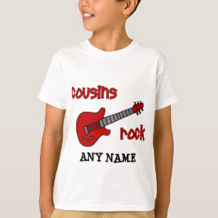 Camiseta ¡Roca de los primos! con la guitarra roja