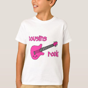 Camiseta ¡Roca de los primos! con la guitarra rosada