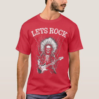 Camiseta Roca De Punk Metalizado Pesado Y Guitarra De Esque
