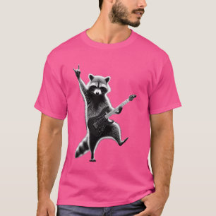 Camiseta Roca Divertida Mapache Música Rodar Pesado Baile A