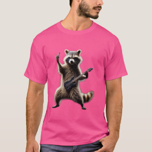 Camiseta Roca divertida Raccoon Music Rolling Heavy Animal 