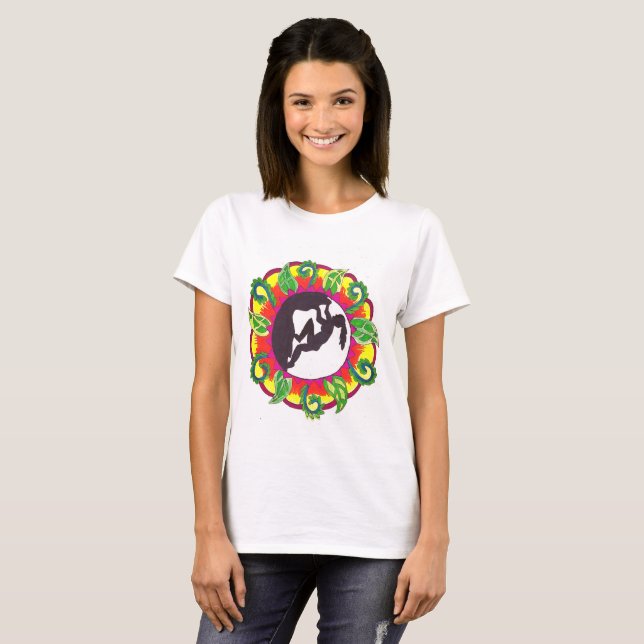 Camiseta ¡Roca encendido! Chica del zen de la escalada (Anverso completo)