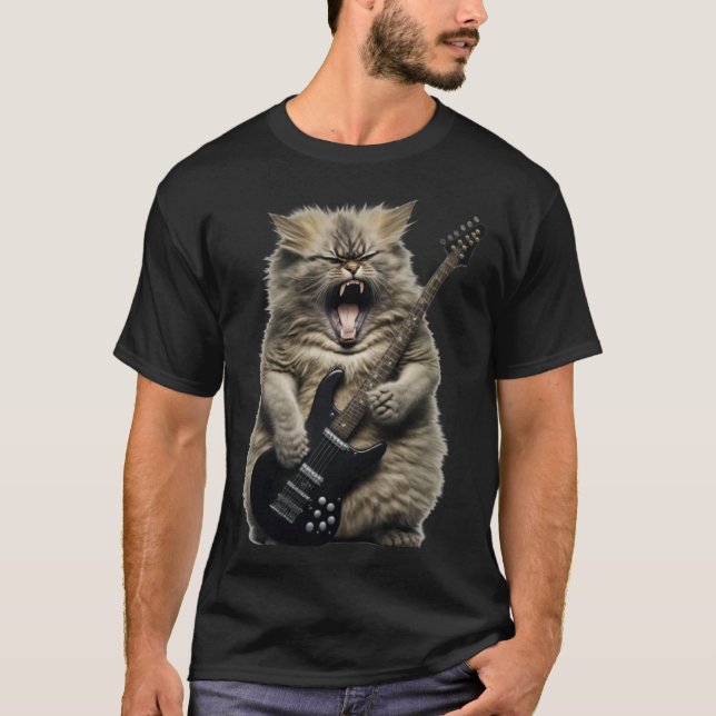 Camiseta Roca fuerte de gato metalizado (Anverso)