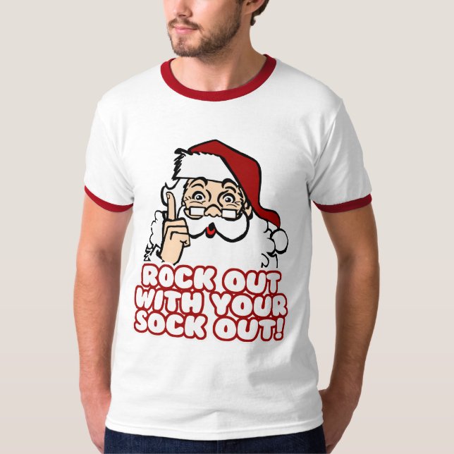Camiseta Roca hacia fuera con su calcetín hacia fuera Santa (Anverso)