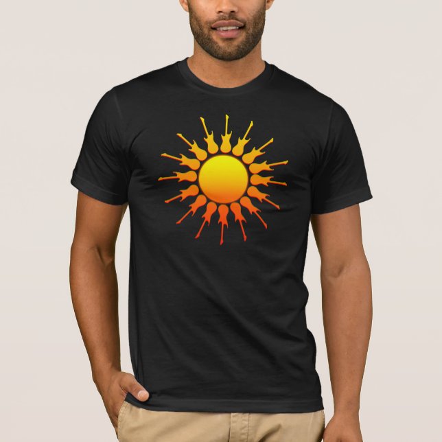 Camiseta Roca solar, Sun con los rayos de la guitarra con (Anverso)