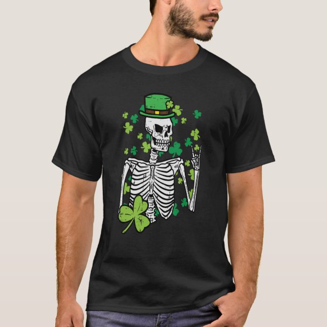 Camiseta Roca St Patrick Day Skeleton Saint Paddys Rocker M (Anverso)