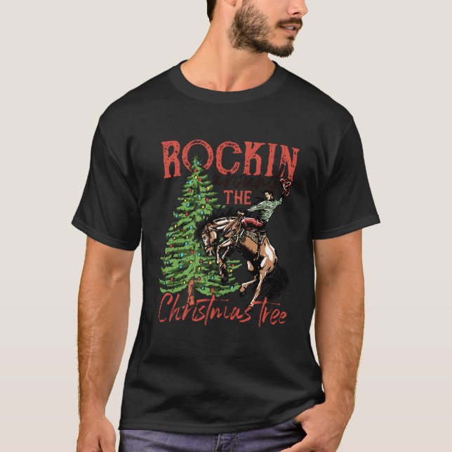 Camiseta Rocas de caballos en torno al árbol occidental (Anverso)
