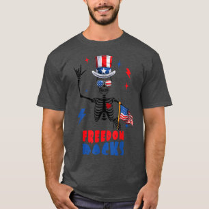 Camiseta Rocas de la libertad, Skeleton 4 de julio, Retro 4