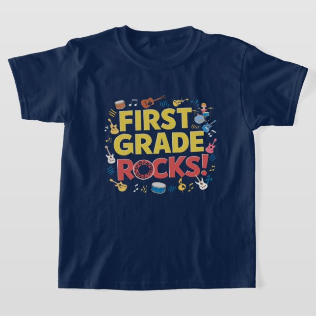 Camiseta rocas de primer grado en la escuela (Distribución)