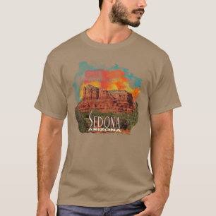 Camiseta Rocas rojas de Arizona con atardecer acuarela