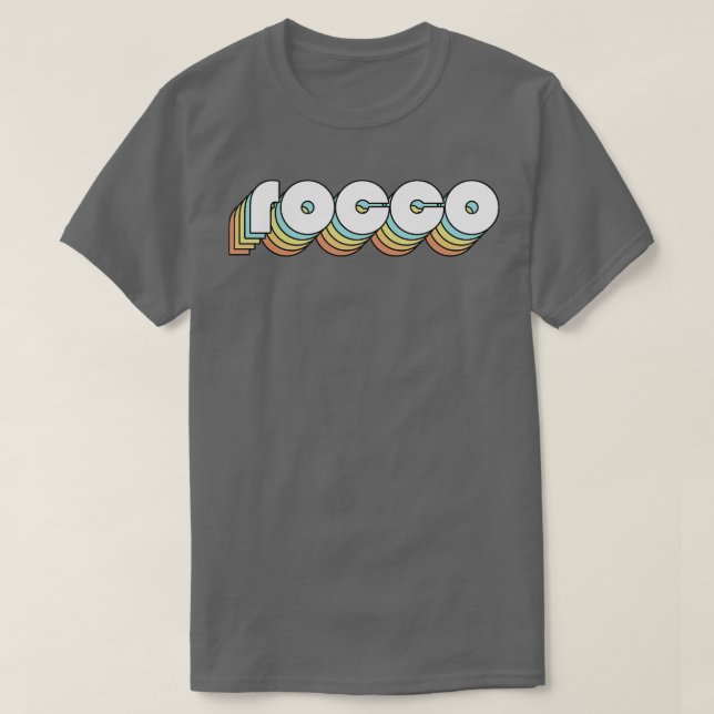 Camiseta Rocco Retro Estilo de Tipografía Arcoiris Faded (Diseño del anverso)