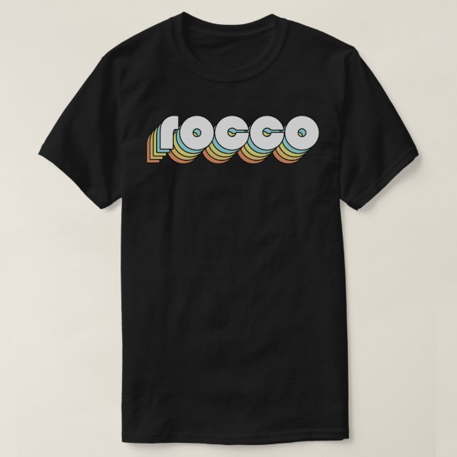 Camiseta Rocco Retro Estilo de Tipografía Arcoiris Faded (Diseño del anverso)