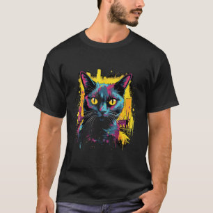 Camiseta Rociada de frescura felina Dibujo de gato Arte cal