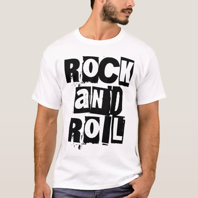Camiseta Rock and Roll bold and distressed logo design (Anverso)