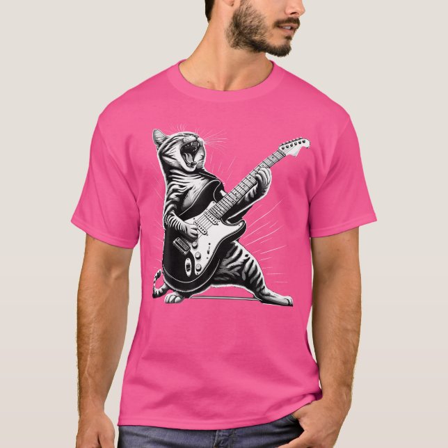 Camiseta Rock And Roll Cat Tocando Guitarra (Anverso)