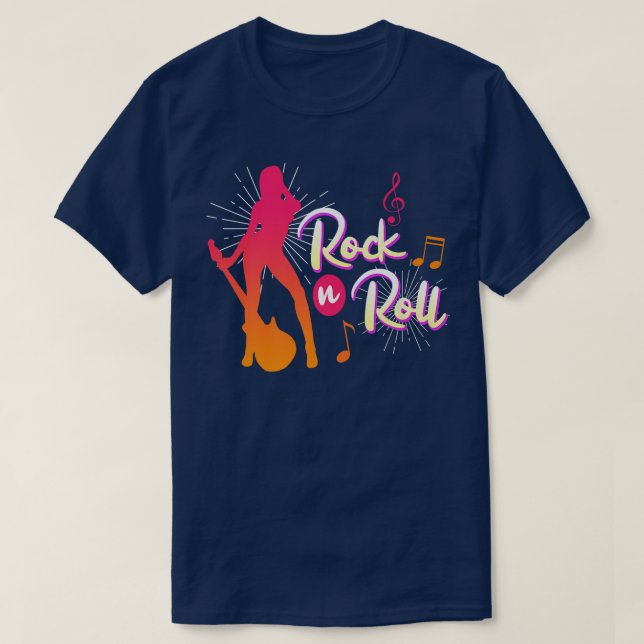 Camiseta Rock and Roll Girl Women EGuitar Guitarist Rock mu (Diseño del anverso)