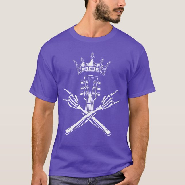 Camiseta Rock and Roll King Skeleton Hands and Guitar Rock  (Anverso)