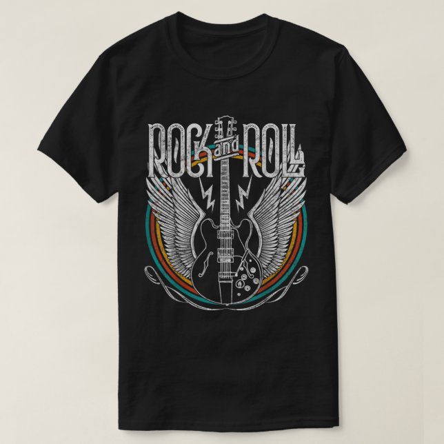Camiseta Rock And Roll Music Guitar (Diseño del anverso)
