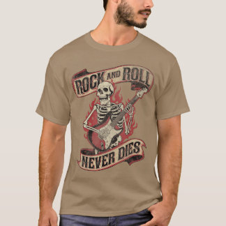 Camiseta Rock and Roll Nunca Muere Esqueleto Vintage Rock M