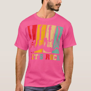 Camiseta Rock and Roll Reto Lets Rock Guitarist Bass Guitar