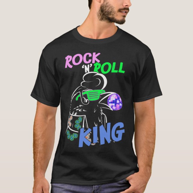 Camiseta Rock and Roll Retro Raven King 70 Música de los 80 (Anverso)