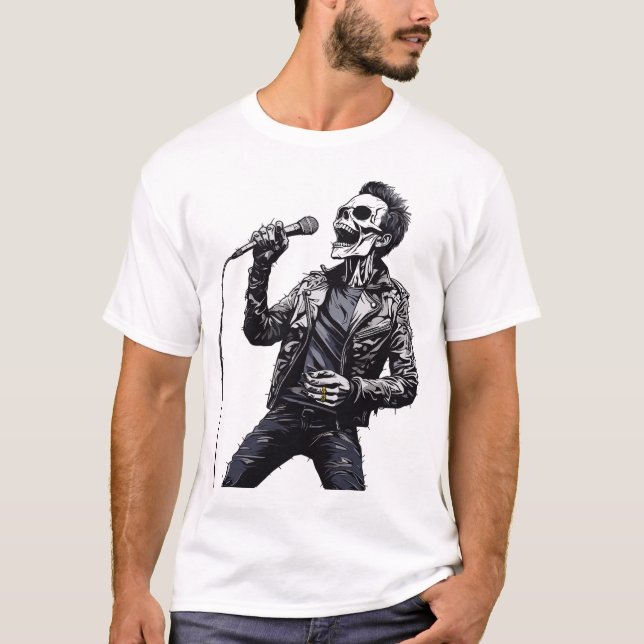 Camiseta Rock and Roll Skeletons Birthday Party (Anverso)