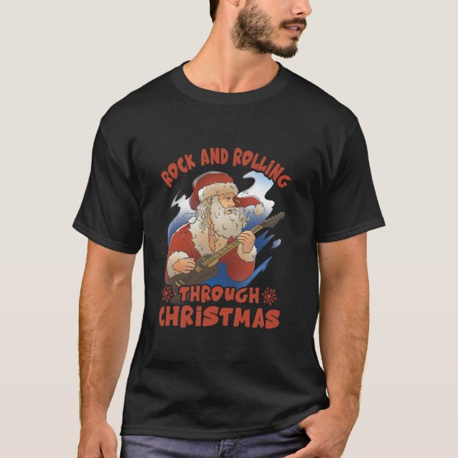 Camiseta Rock And Rolling Through Navidades Funny Guitar Sa (Anverso)