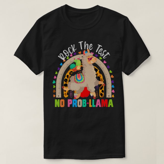 Camiseta Rock arcoiris Prueba No Prob Llama Testimonio Doce (Diseño del anverso)