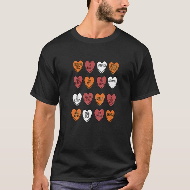 Camiseta Rock Bands Hearts Candy Día de San Valentín Fan Mu (Anverso)