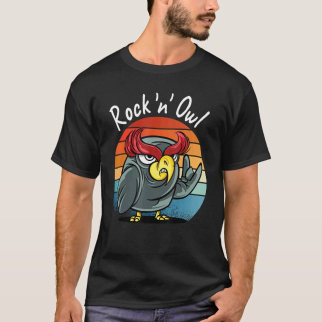 Camiseta Rock Búho vintage Devil Horns Rock (Anverso)