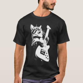 Camiseta Rock Cat Toca Guitarra - Graciosa Guitarra