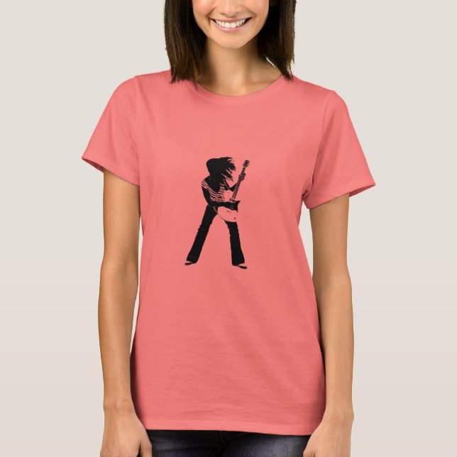 Camiseta Rock Chica blanco y negro (Anverso)