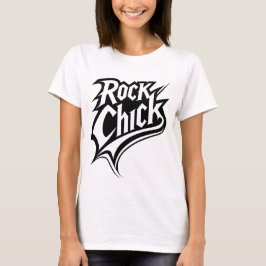 Camiseta Rock Chick - Tipografía Negrita en blanco y negro