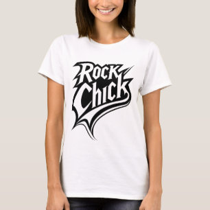 Camiseta Rock Chick - Tipografía Negrita en blanco y negro
