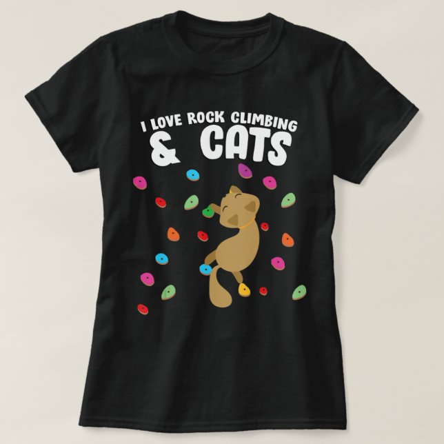 Camiseta Rock Climbing y Cat Love Cute Cumpleaños (Diseño del anverso)