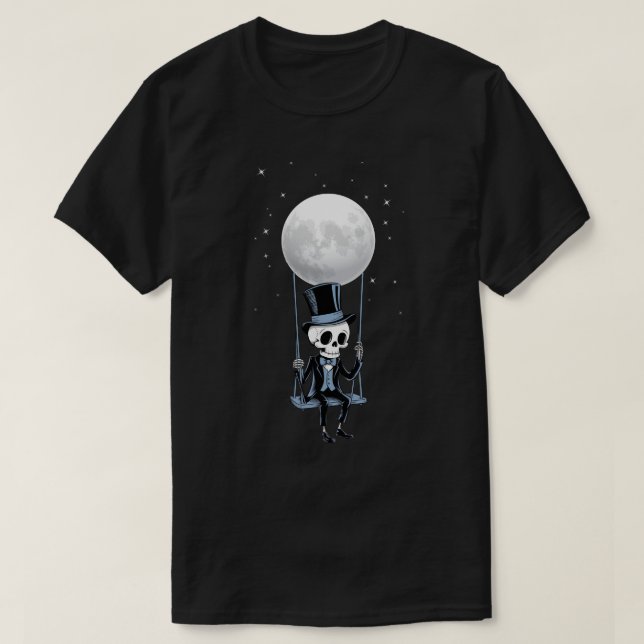 Camiseta Rock de giro de la luna esqueleto y Gif gráfico de (Diseño del anverso)