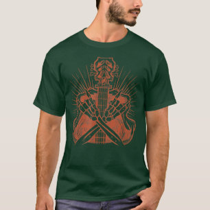 Camiseta Rock De Guitarra A Mano De Esqueleto En El Concier