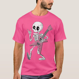 Camiseta Rock de guitarra Skeleton Skull en el diablo Metal