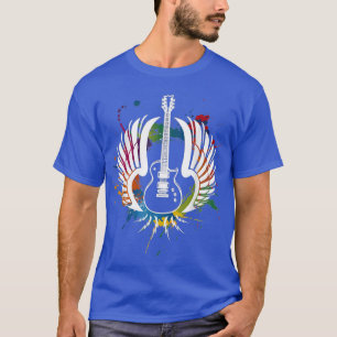 Camiseta Rock de la música de guitarra y Wings Roll Lover H
