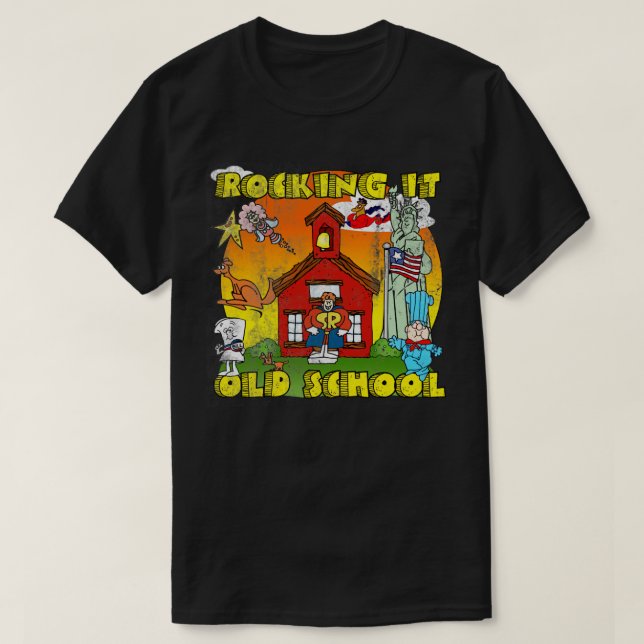 Camiseta Rock de la vieja escuela angustiado sin angustias  (Diseño del anverso)