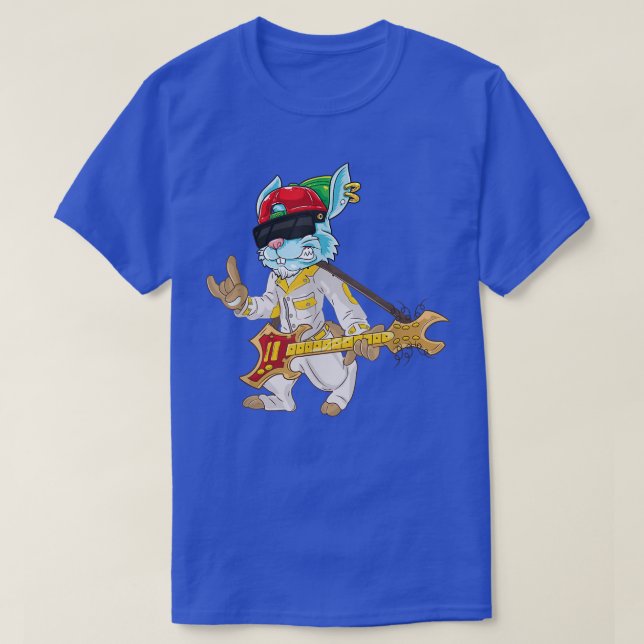 Camiseta Rock de Pascua y guitarra eléctrica para conejitos (Diseño del anverso)