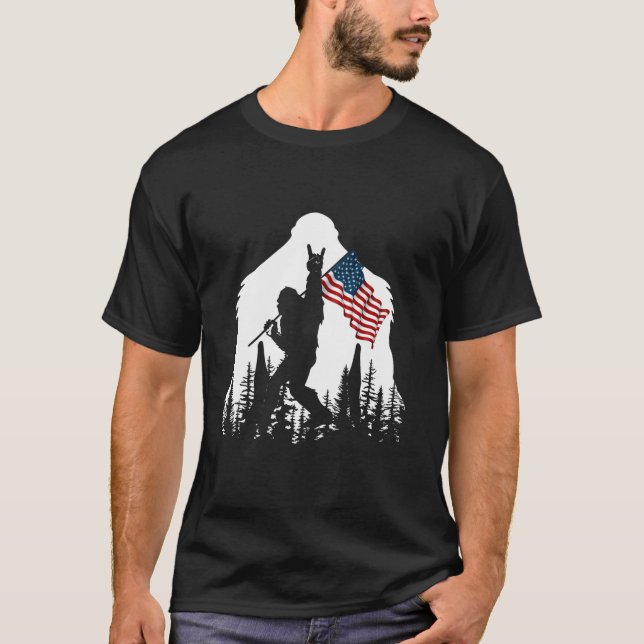 Camiseta Rock de pie en alto con bandera estadounidense Sas (Anverso)
