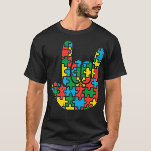 Camiseta Rock de rompecabezas Rótulo de mano Guay Autism Aw