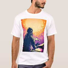 Camiseta Rock Drummer con notas de música