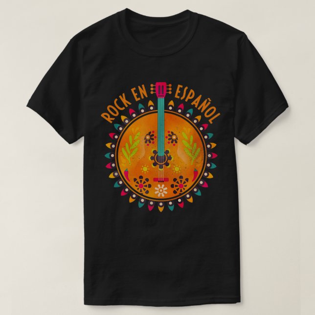 Camiseta Rock en español guitarra rock español (Diseño del anverso)