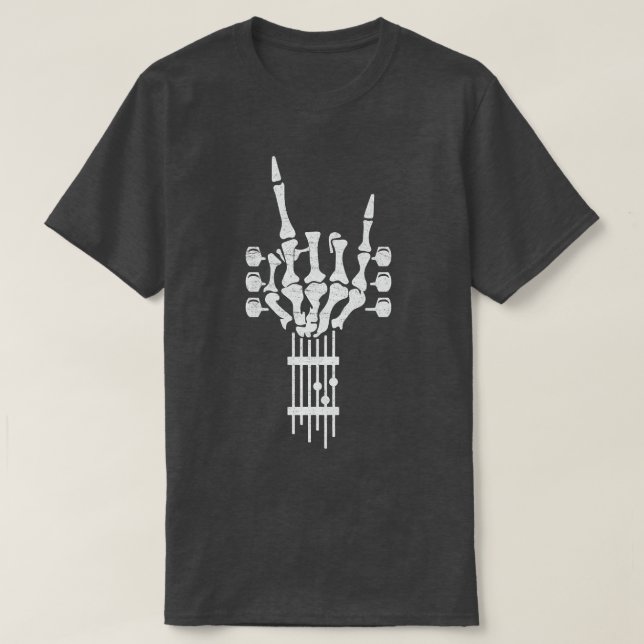 Camiseta Rock en esqueleto Guitarista del Cuello de Guitari (Diseño del anverso)