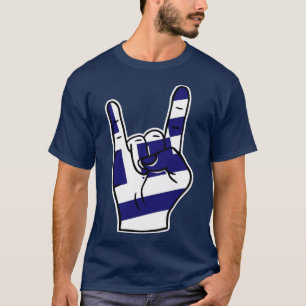 Camiseta Rock en Grecia Bandera Griega Mano De Rock