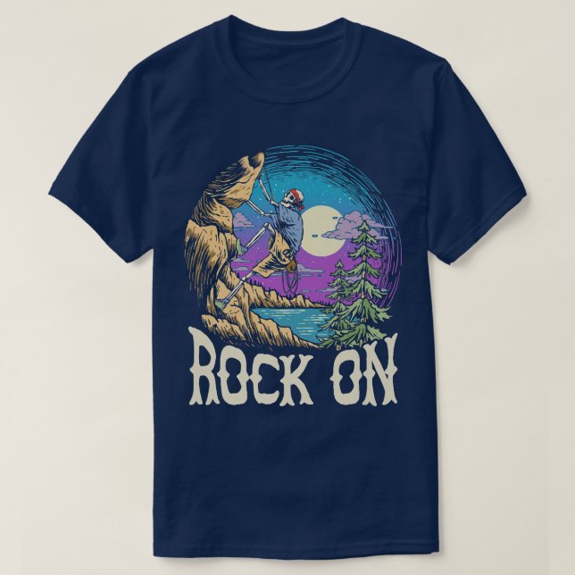 Camiseta Rock en Skeleton Rock Climber Full Moon Clim (Diseño del anverso)