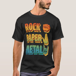 Camiseta Rock fuerte Metalizado en papel de rock de mano de